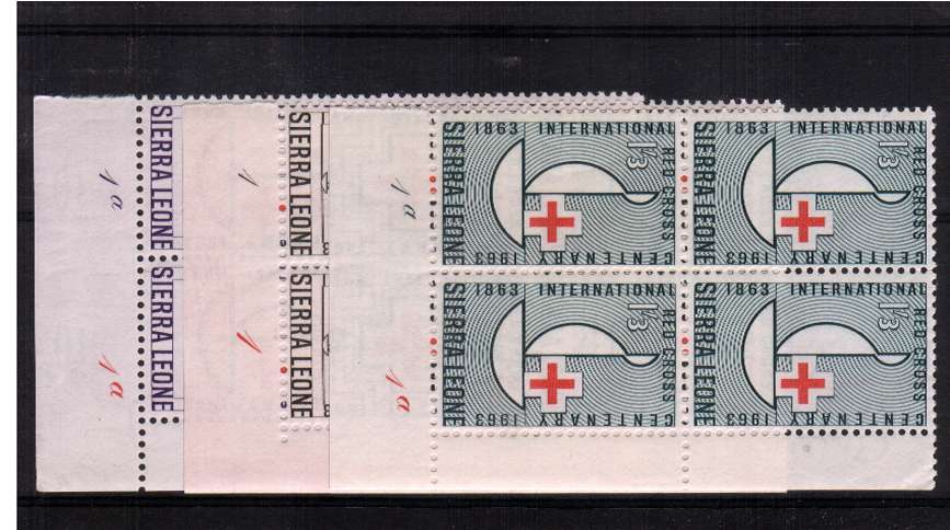 Red Cross set of three in superb unmounted mint corner Plate blocks of four