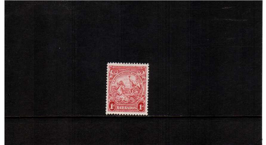 1d Scarlet, the scarce perforation 13x13 superb very lightly mounted mint stamp with just a trace of a hinge. Scarce stamp. SG Cat 275