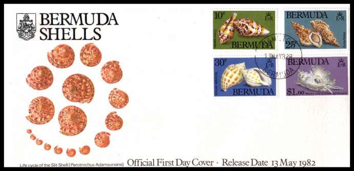 Bermuda sea shells<br/>A superb unaddressed illustrated First Day Cover offered at the value of the used stamps alone.<br/><b>BERFDC</b>