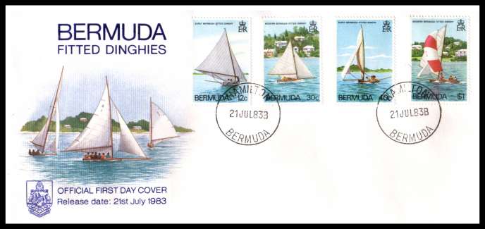 Bermuda Fitted Dinghies<br/>A superb unaddressed illustrated First Day Cover offered at the value of the used stamps alone.<br/><b>BERFDC</b>