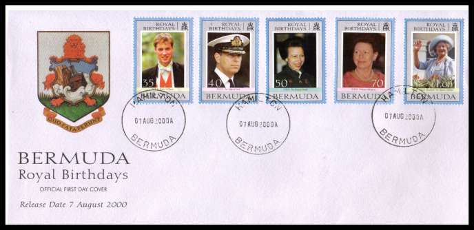 Royal Birthdays<br/>superb unaddressed illustrated First Day Cover offered at the value of the used stamps alone.<br/><b>BERFDC</b>