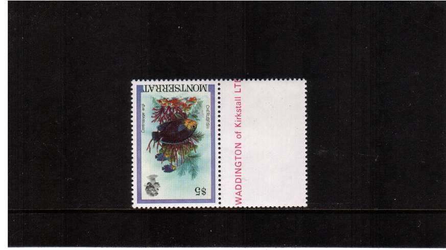 The $5 Fish single superb unmounted mint marginal with WATERMARK INVERTED