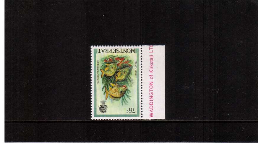 The 75c Fish single superb unmounted mint marginal with WATERMARK INVERTED 

