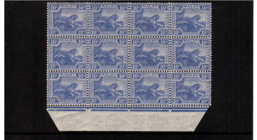 superb unmounted mint lower marginal block of twelve