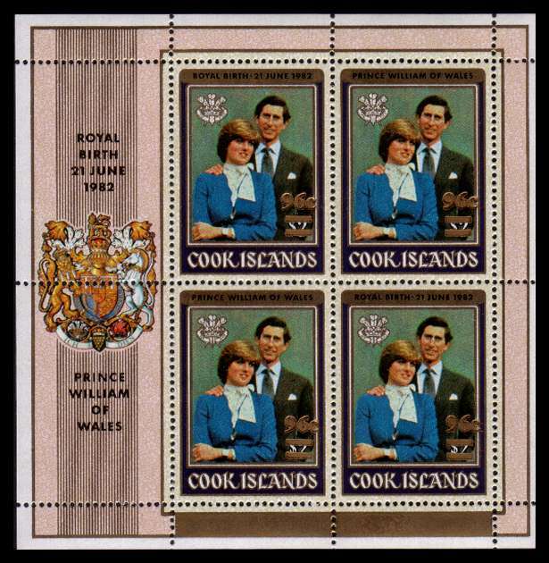 The 96c oveprinted in error on the Diana - Birth of Prince William sheetlet of four superb unmounted mint.
