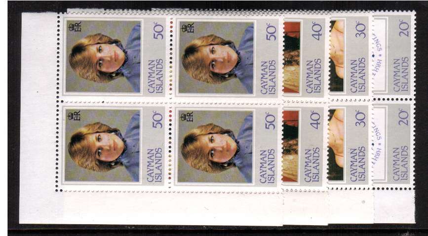 21st Birthday of Princess of Wales, Diana in corner blocks of four with inverted watermark on the 30c all superb unmounted mint