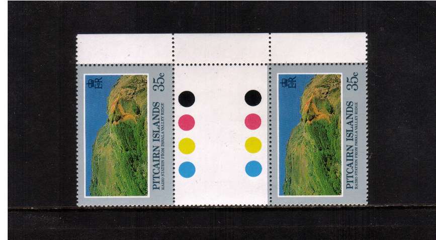 35c Landscapes in a marginal gutter pair showing WATERMARK INVERTED superb unmounted mint. 

