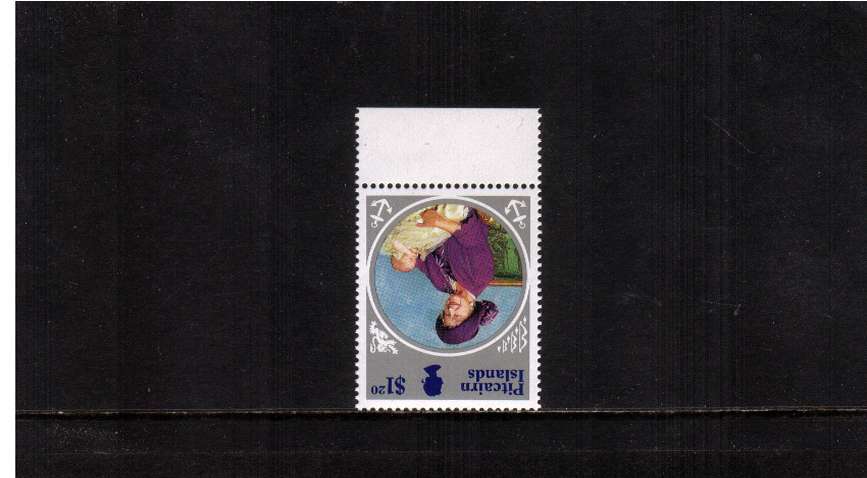 $1.20 Queen Mother top marginal single with INVERTED WATERMARK superb unmounted mint.