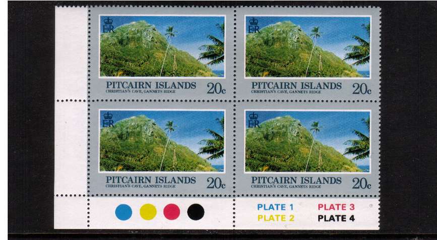 20c Landscapes in a Cylinder Block of four  showing WATERMARK INVERTED superb unmounted mint. 


