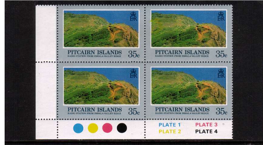 35c Landscapes in a Cylinder Block of four showing WATERMARK INVERTED superb unmounted mint. 

