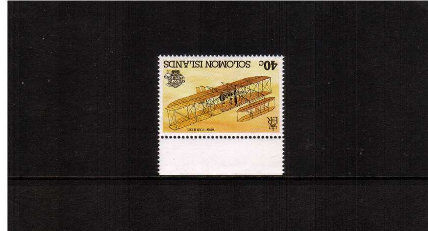 40c Bicentenary of Manned Flight top marginal single superb unmounted mint with WATERMARK INVERTED.<br/><b>ZQA</b>
