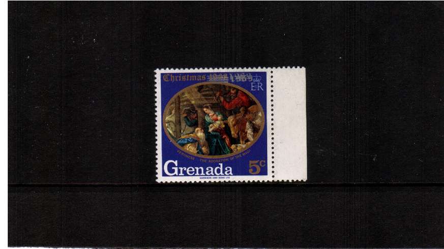 The Christmas issue 5c stamp with overprint INVERTED<br/>A supeb unmounted mint right side marginal stamp. 

<br/><b>ZQB</b>