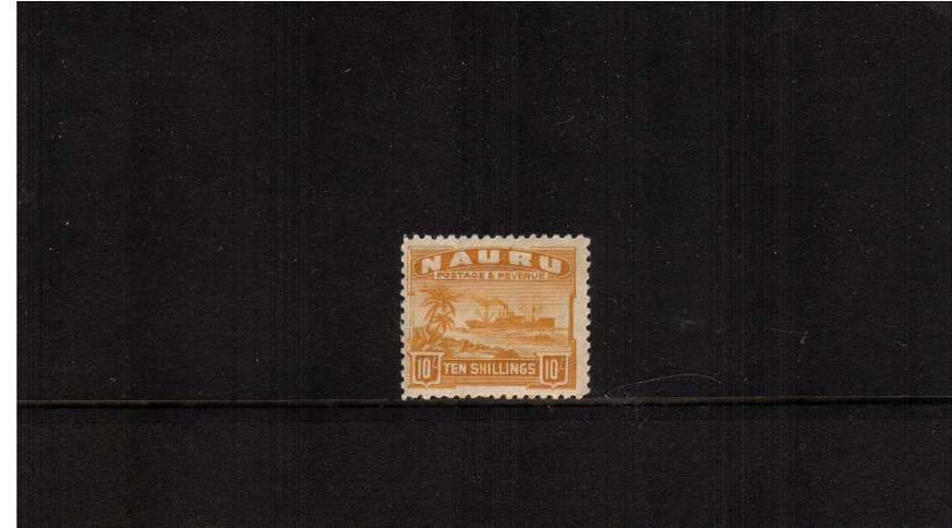 10/- definitive single good mounted mint - on rough surfaced, greyish paper