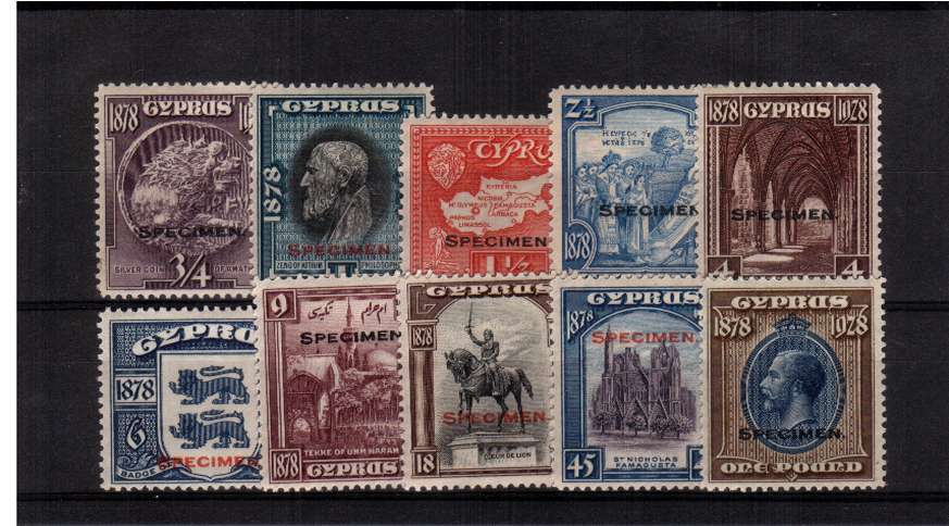 50th Anniversary of British Rule set of ten overprinted ''SPECIMEN'' in Black or Red. A scarce, seldom seen set. SG Cat �700
<br/><b>ZQC</b>
