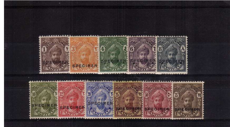 The Sultan complete set of eleven lightly mounted mint overprinted ''SPECIMEN'' in Black. Fresh set.
<br/><b>ZQC</b>
