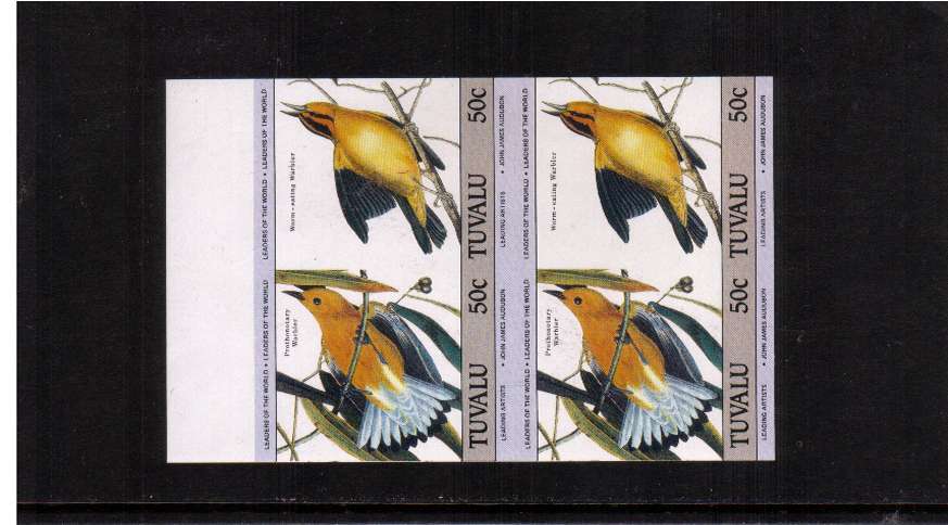 LEADERS - Birth Bicentenary of John J. Audubon 50c value in an IMPERFORATE top marginal block of four superb unmounted mint.