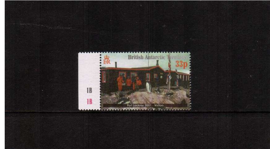 Restoration of Port Lockroy Base 33p stamp showing the variety PRINTED ON THE GUM SIDE superb unmounted mint. One of the rarest of all  BAT stamps! This stamp has the benefit of being marginal! PIERRON states circa 50 exitst!<br/><b>ZQF</b>