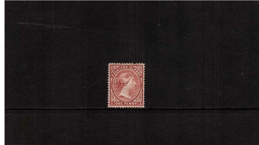 1d Dull Claret - Watermark Crown CA Upright<br/>A mounted mint stamp with excellent centering and colour showing a bent<br/>perforating pin at top (it is not a damaged stamp!) SC Cat 325 
<br/><b>ZQF</b>
