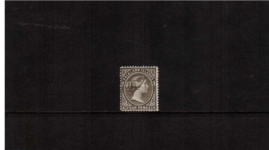 4d Grey-Black - Watermark Crown to Left of CA as seen from the back.<br/>
A fine UNMOUNTED MINT single with a feint horizontal gum bend mentioned for accuracy.<br/>SG Cat �400 for mounted.
<br/><b>ZQF</b>