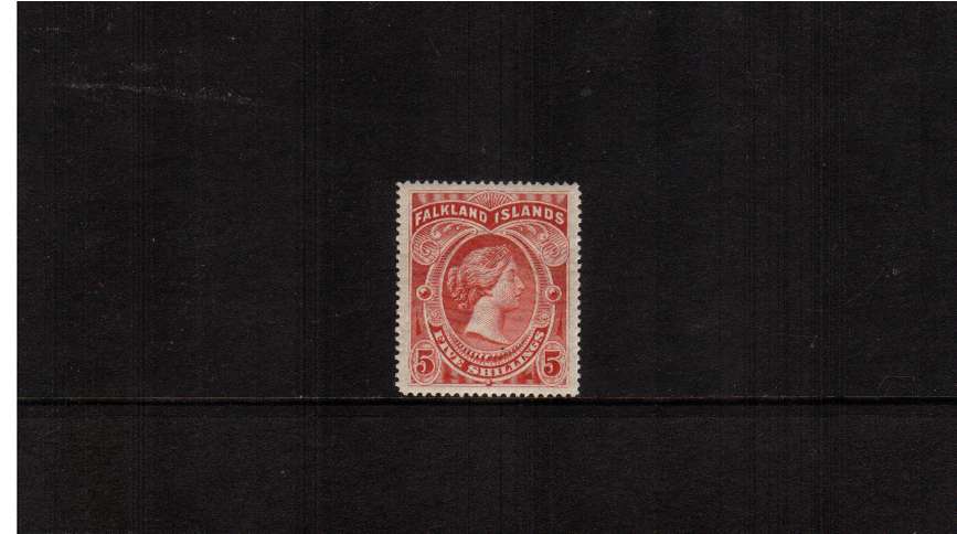 5/- Red. A very finly lightly mounted mint stamp with just a trace of a hinge mark!
<br/><b>ZQF</b>