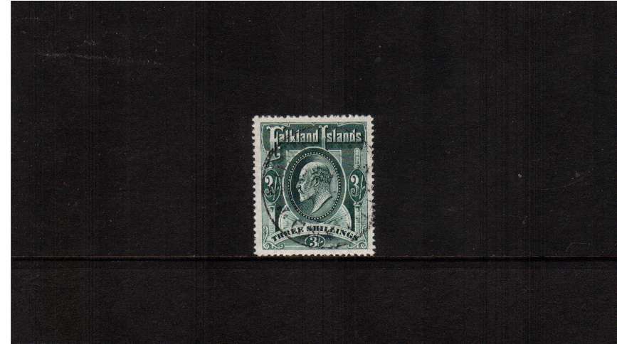 3/-  Green. A superb fine used stamp cancelled with a light strike of a double ring CDS. 
<br/><b>ZQF</b>