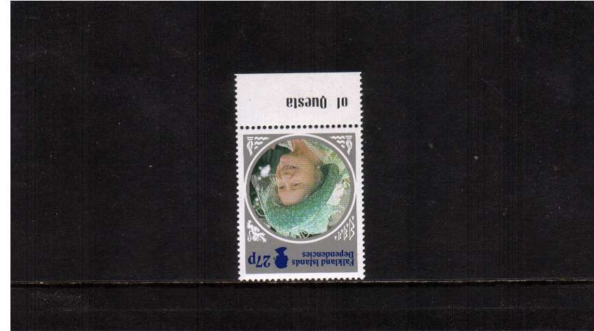 27p Queen Mother single lower marginal single with<br/>INVERTED WATERMARK superb unmounted mint.<br/><b>ZQF</b>