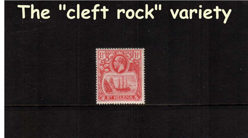 1d Rose-Red. A fine lightly mounted mint stamp showing the illustrated variety ''cleft rock''
<br/><b>ZQG</b>