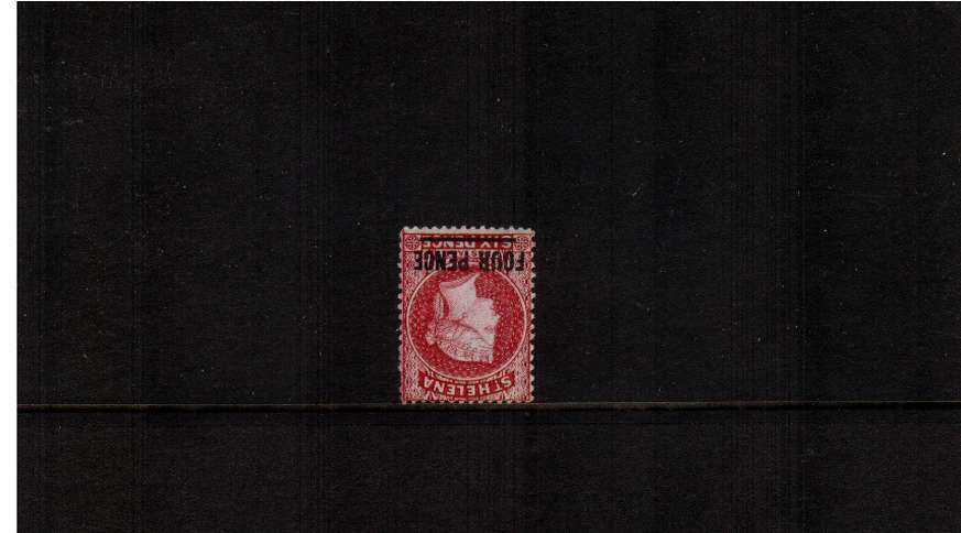 4d Carmine - Type B. A very bright and fresh stamp with full original gum showing WATERMARK INVERTED AND REVERSED. 
<br/><b>ZQG</b>