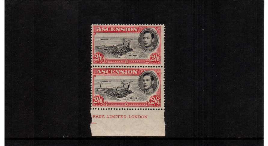 2/6d superb unmounted mint vertical lower marginal pair perforation 13�