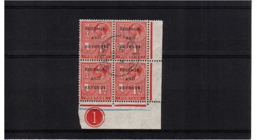 superb fine used SE corner block of four showing the lower marginal plate number. pretty.