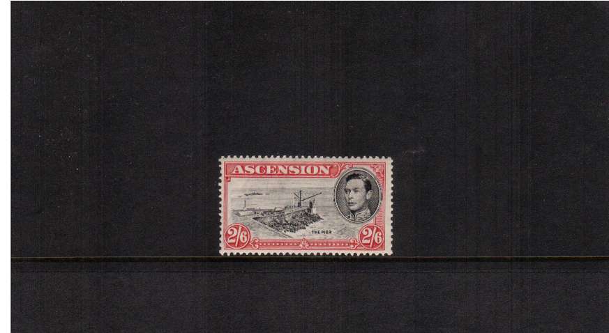 2/6d Black and Deep Carmine - Perforation 13�<br/>A superb unmounted mint stamp showing the ''DAVIT FLAW'' variety. A rare stamp! 
<br/><b>ZQP</b>