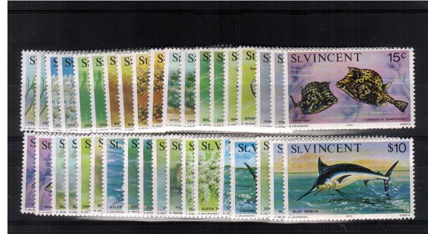 The Fish - Marine Life set of thirty seven superb unmounted mint. This set includes all the listed imprint dates except the 10c 1978 that may be listed in error.