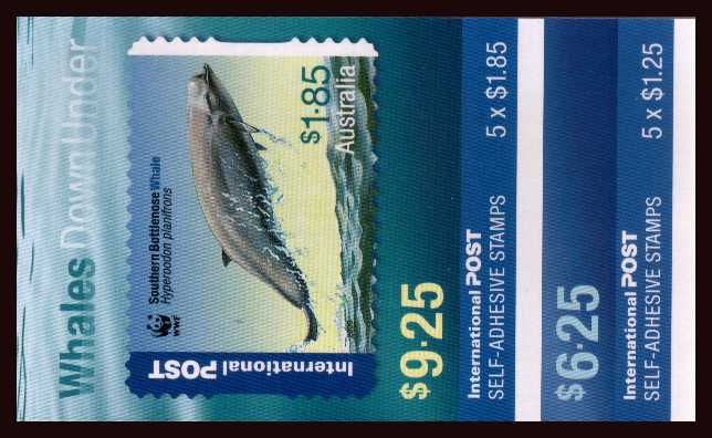 $6.25 and $9.25 Endangered Species - Whales Down Under pair of complete unfolded flat booklets 
