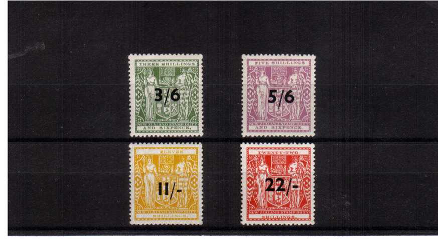 The 1940 Postal Fiscal set of four each with just a trace of a hinge. A very fine and fresh set of four. A rare set. SG Cat �900.00
<br/><b>ZQS</b>