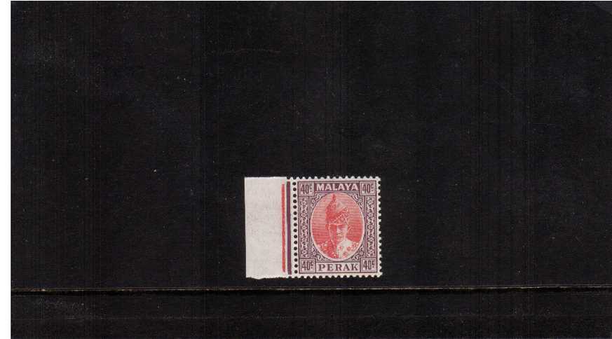 40c Scarlet and Dull Purple. A superb unmounted mint left side marginal single
<br/><b>ZQX</b>