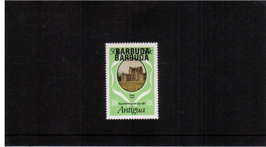 Royal Wedding - 2nd Issue<br/>
The 50c stamp overprinted BARBUDA TWICE superb unmounted mint.