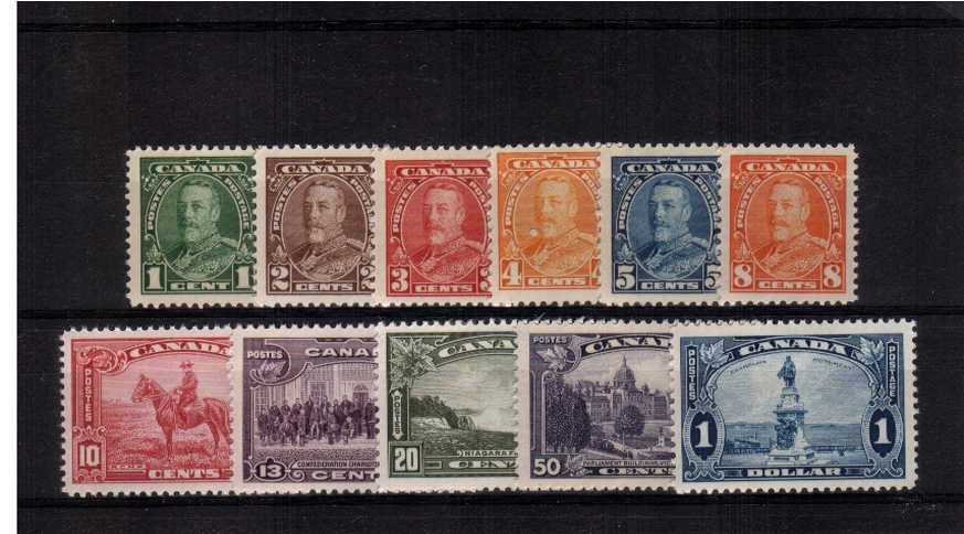 A good mounted mint set of eleven with the bonus of the $1 stamp being unmounted mint.<br/><b>QJX</b>