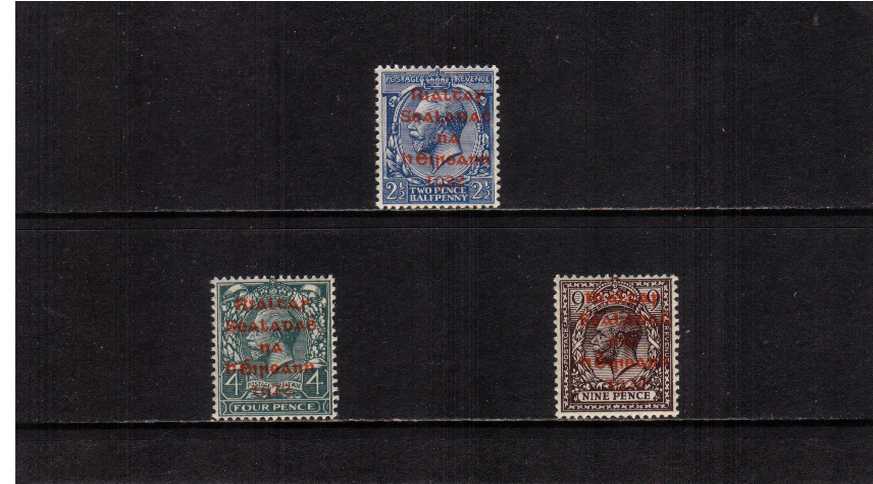 The ''DOLLARD'' set of three with RED overprint superb unmounted mint