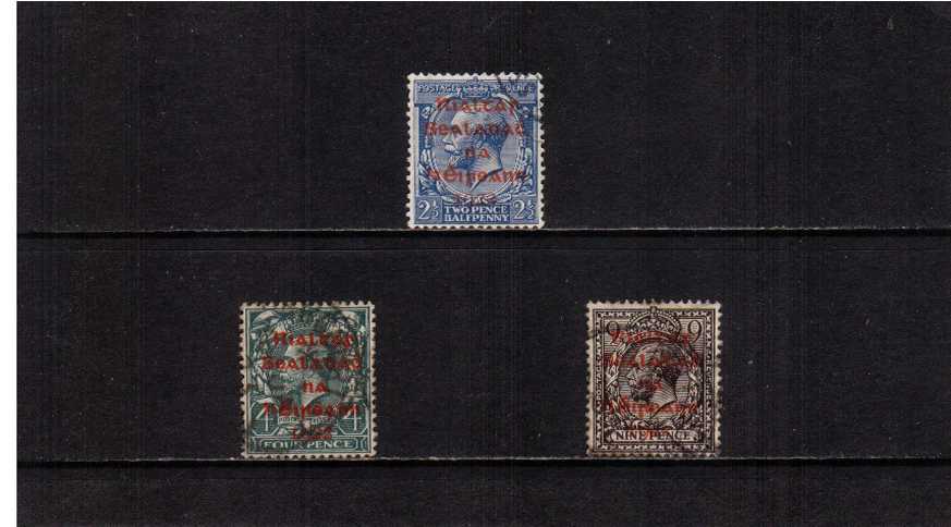 The ''DOLLARD'' set of three with RED overprint superb fine used.