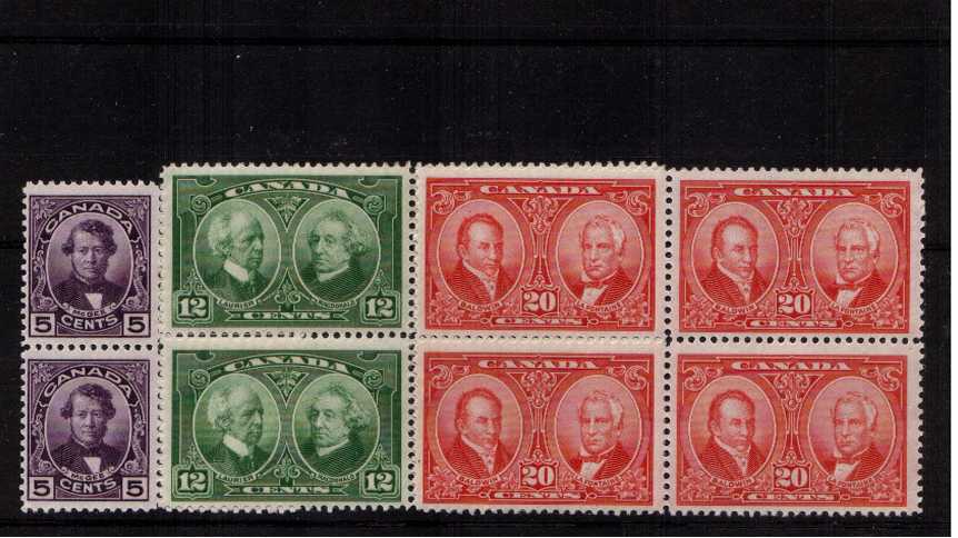 Canada Confederation - Historical Issue<br/>
Superb unmounted set of three in blocks of four
<br/><b>XQX</b>