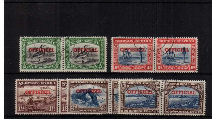 The ''OFFICIALS'' set of five pairs superb fine used with no perforation folds. Difficult set!
<br><b>ZKP</b>
