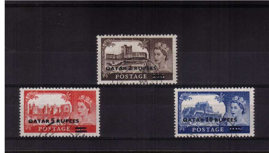 The ''Castles'' set of three with type II overprints superb fine used. A rare set!
<br><b>ZKR</b>