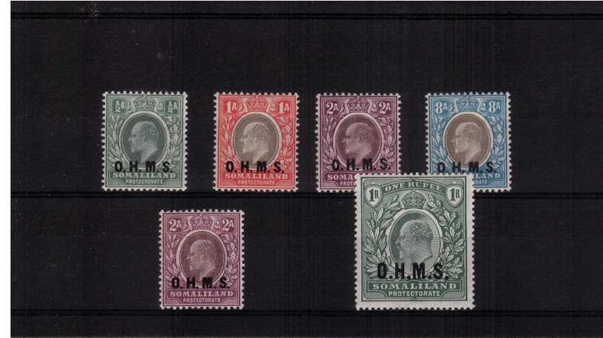 The O.H.M.S. overprint set of six each with just a mere trace of a hinge mark. The set includes the 2A on both watermarks. The set is so rare SG do not quote a price for the set!<br/>A gem set! 
<br><b>ZKU</b>