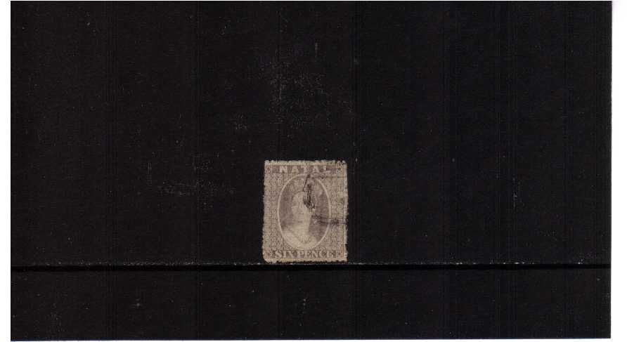 6d Grey, no watermark, rough perforation 14-16