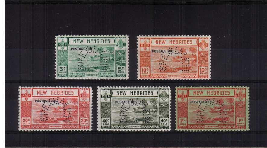 The Postage Due set of five perfined ''SPECIMEN'' fine very, very lightly mounted mint.
<br><b>ZHZ</b>