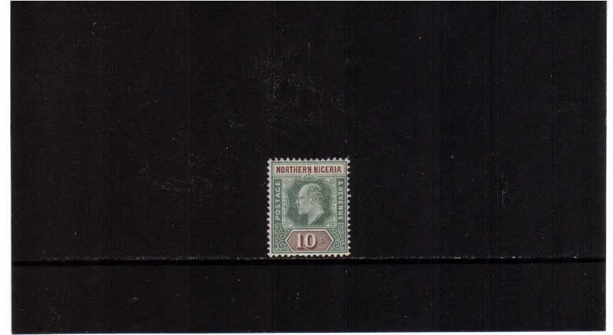 10/- Green and Brown lightly mounted mint