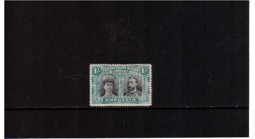 1/- Black and deep Blue-Green well centered mounted mint
