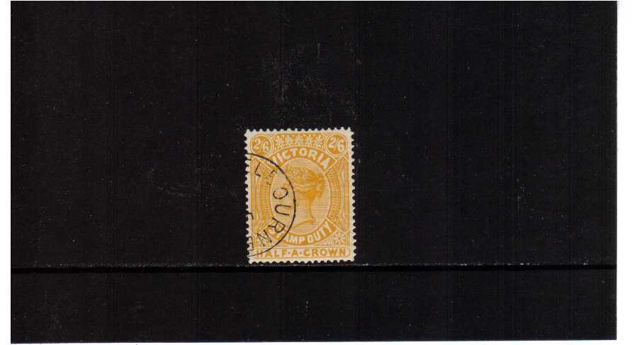 VICTORIA STATE - 2/6d Yellow cancelled with part crisp CDS