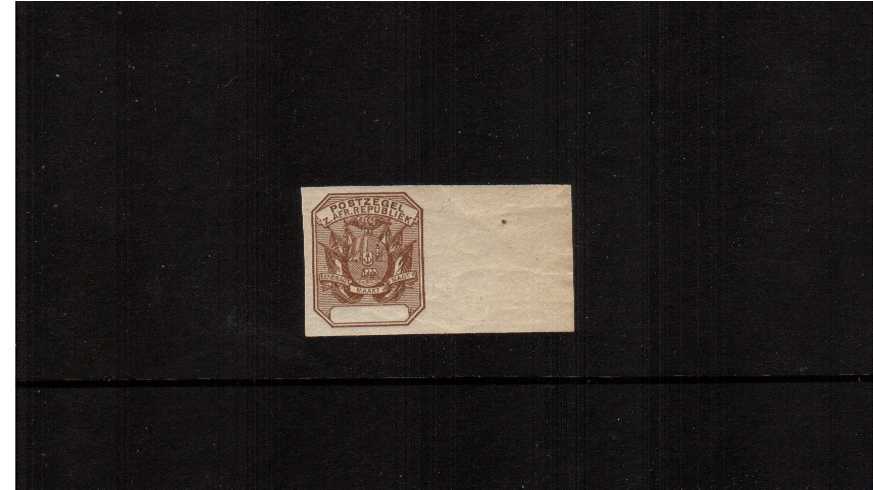 A superb unmounted mint right side marginal imperforate PLATE PROOF without value tablet but printed in Pale Chestnut. Unusual

<br/><b>ZDZ</b>
