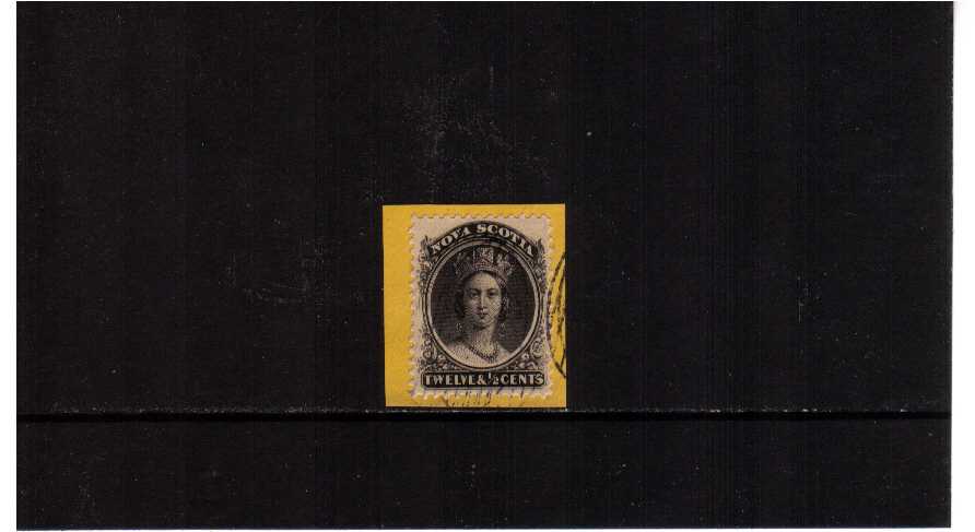 12�c Black superb fine used tied to a small piece